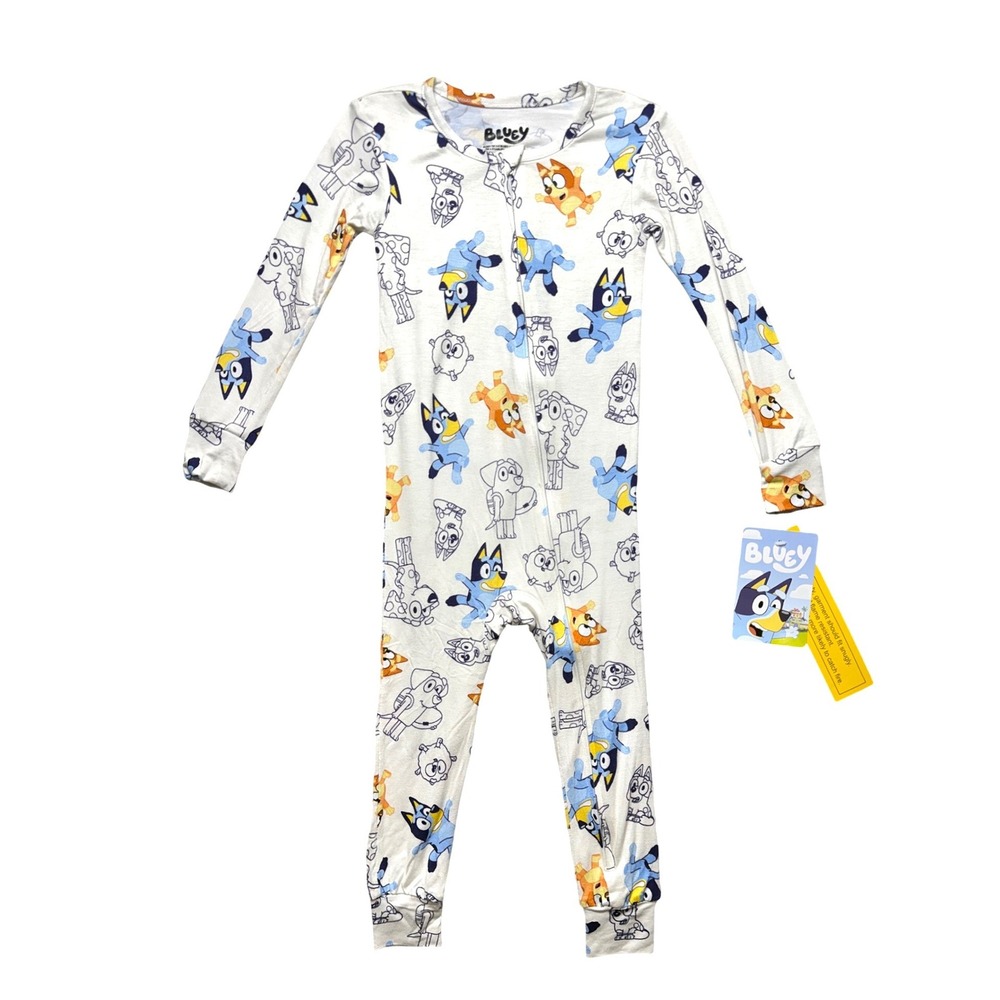 Bluey Toddler Unisex 3T One Piece Pajamas Zip Front Viscose Bingo Snug Fit NWT
